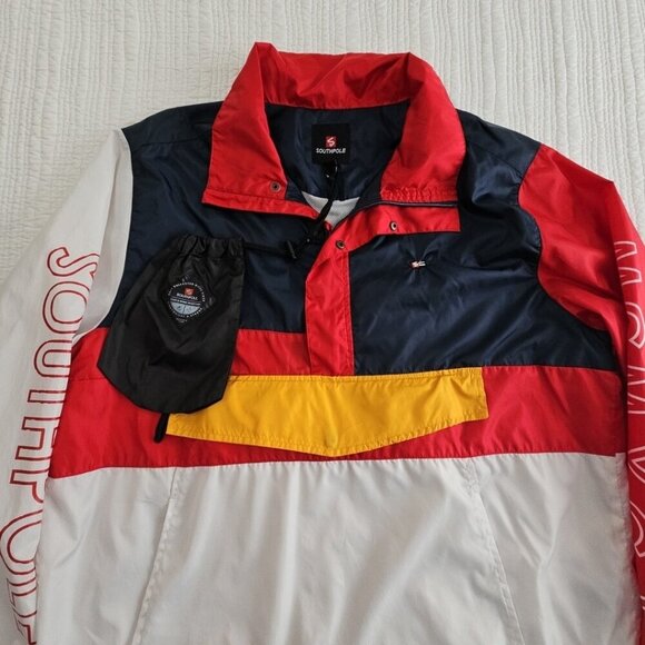 Southpole Windbreaker Pullover Men's XXL Red White Blue Packable Lightweight - Picture 4 of 16